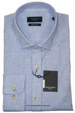 Camisa azul pata de gallo Pertegaz hombre