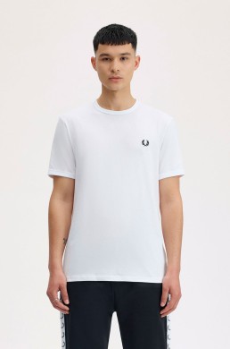 Camiseta ringer blanca Fred Perry hombre