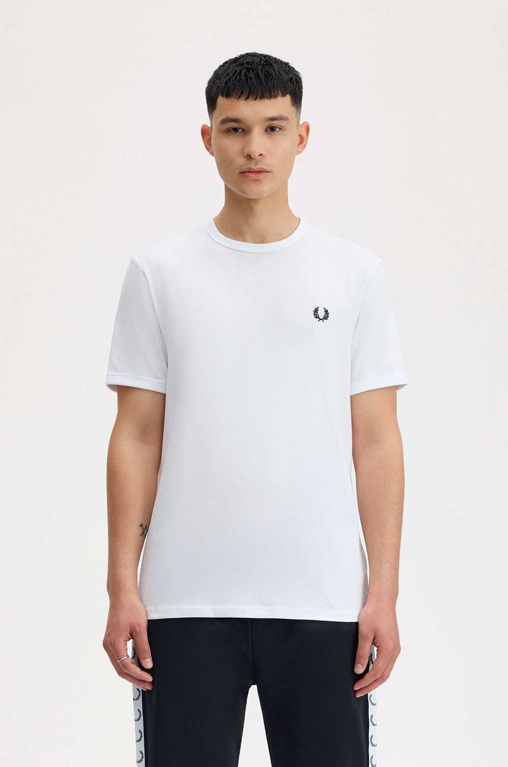 Camiseta ringer blanca Fred Perry hombre