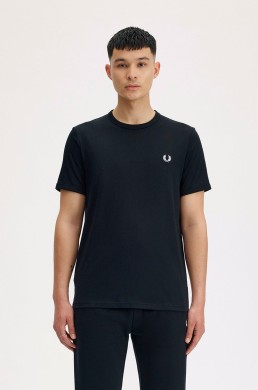 Camiseta ringer negra Fred Perry hombre