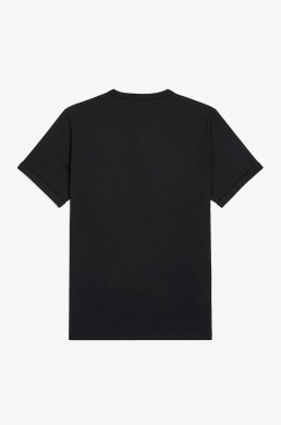 Camiseta casual negra Fred Perry hombre manga corta espalda