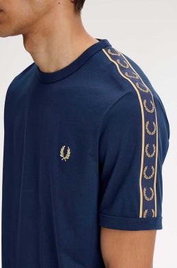 Camiseta azul tenis corona laurel en contraste Fred Perry