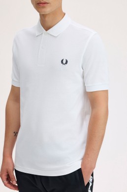 Polo blanco piqué algodón Fred Perry hombre