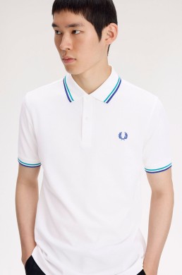 Polo blanco nieve Fred Perry corona laurel Soho Eclipse