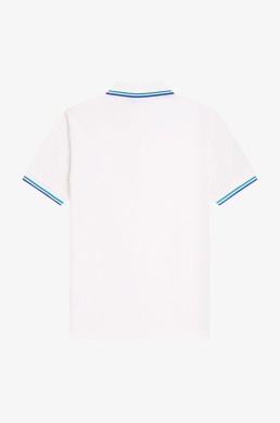 Polo piqué blanco nieve ribetes Fred Perry hombre espalda