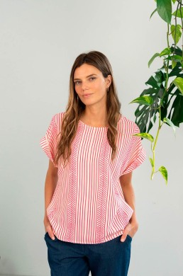 Blusa rayas fresa Hongo Collection