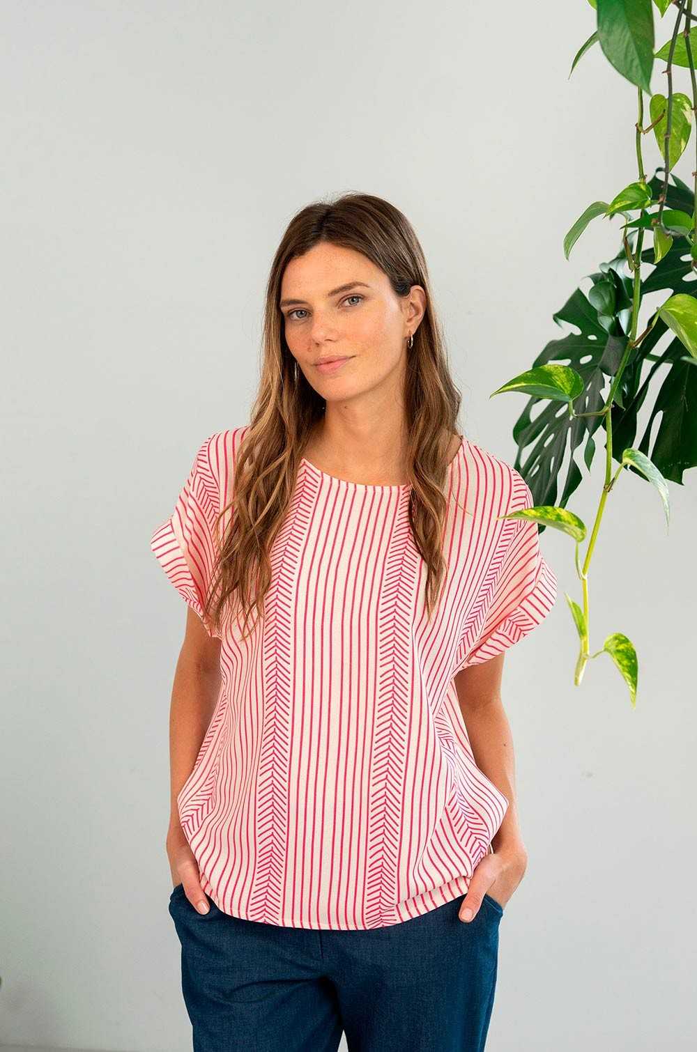 Blusa rayas fresa Hongo Collection