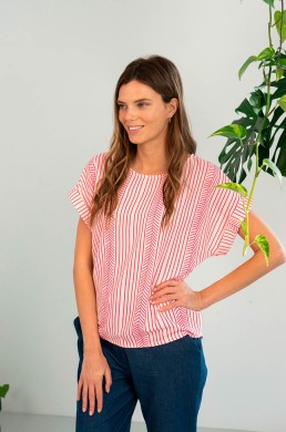 Hongo Collection blusa con rayas color fresa