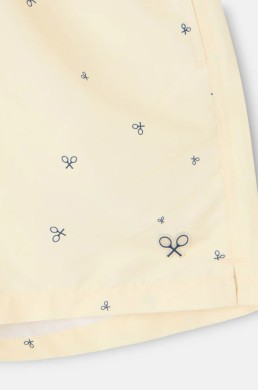Detalle estampado miniraquetas bañador amarillo Silbon