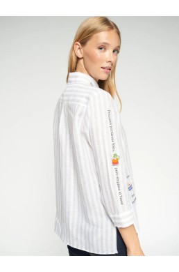 Camisa mujer Vilagallo manga 3/4 bordada