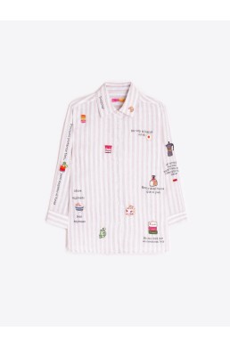 Camisa de rayas Vilagallo con ilustraciones mujer