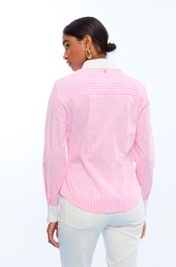 Camisa mujer rayas rosa popelín Lola Casademunt vista espalda