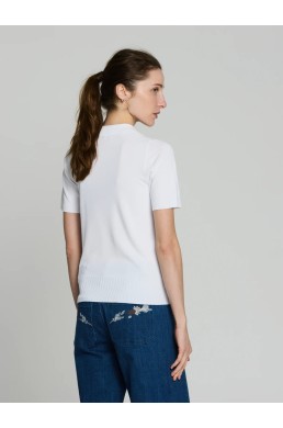 Polo de punto blanco Escorpion mujer vista trasera