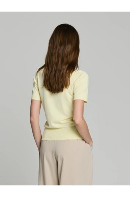 Polo de punto amarillo claro Escorpion mujer vista trasera