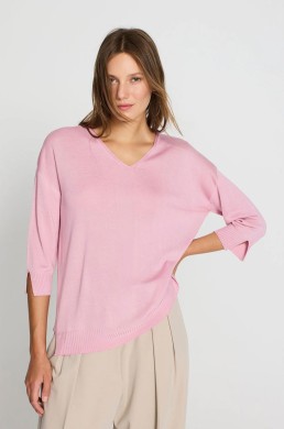 Jersey de punto fino lila Escorpion mujer escote en pico