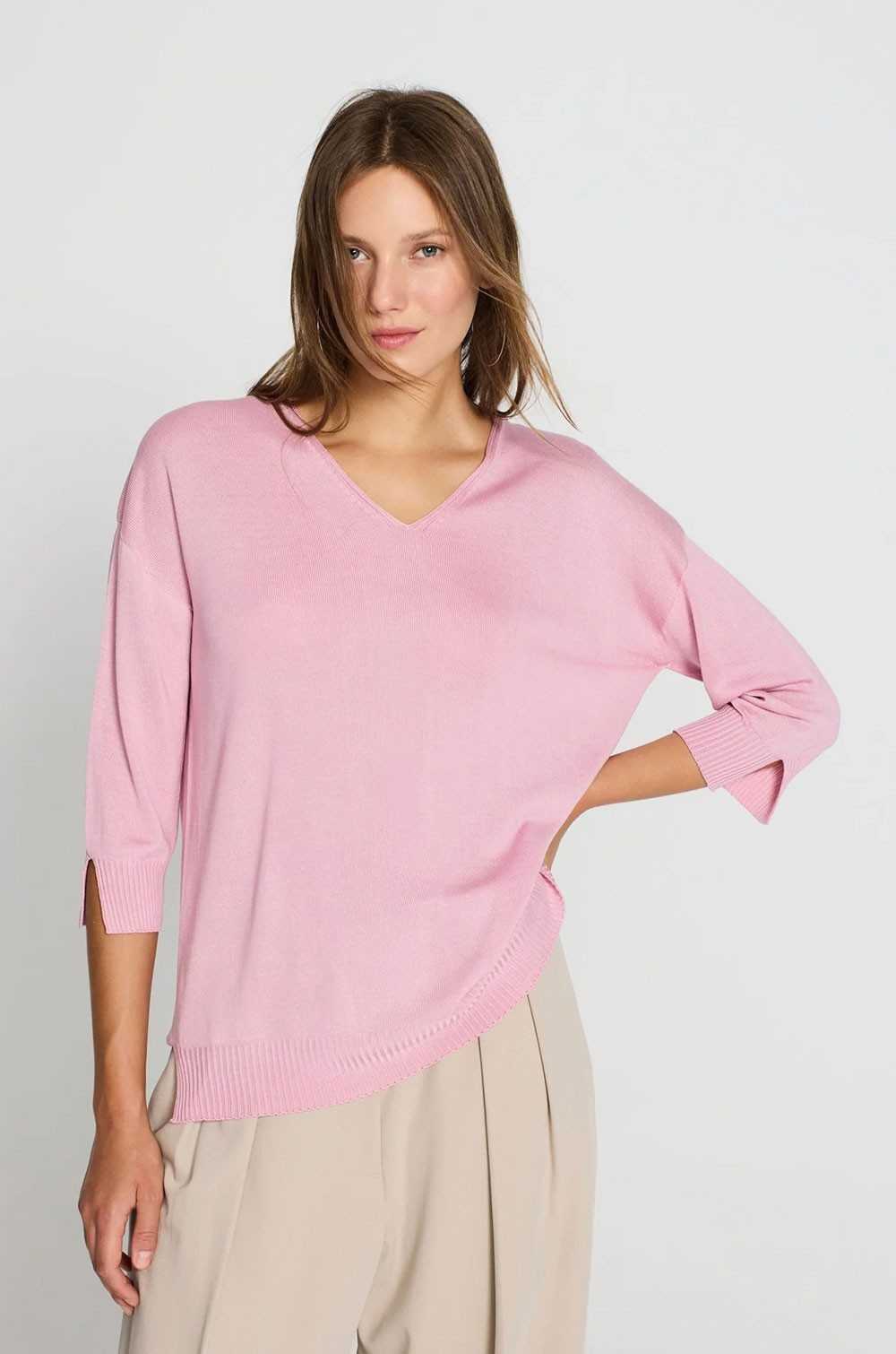 Jersey de punto fino lila Escorpion mujer escote en pico