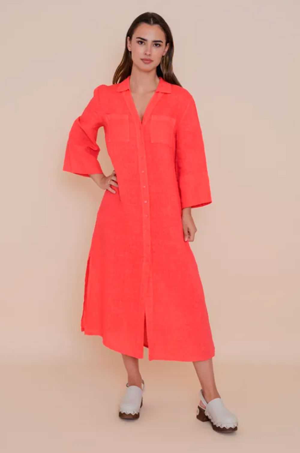 Vestido camisero largo de lino WNT