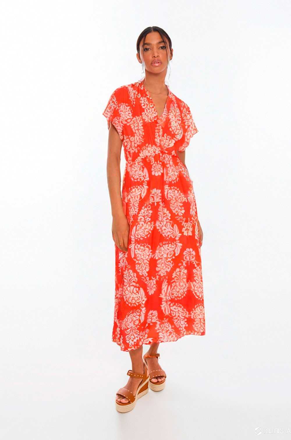Vestido largo naranja paisley Lola Casademunt mujer