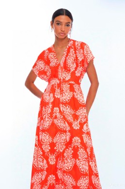 Vestido naranja estampado paisley Lola Casademunt