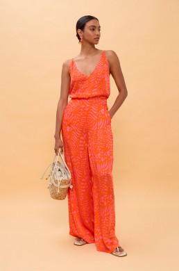 Pantalón ancho estampado naranja y rosa Lola Casademunt mujer
