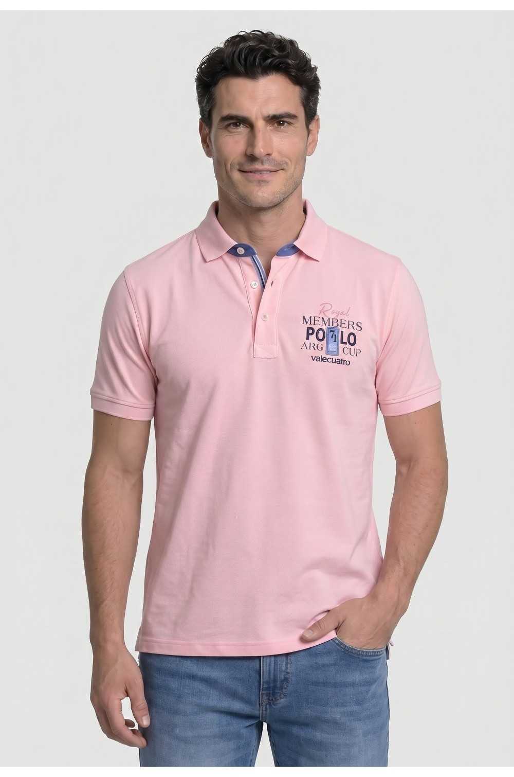 Valecuatro polo bordados rosa