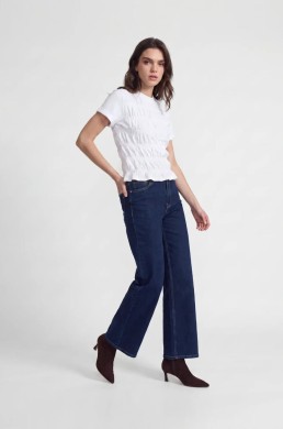 Camiseta blanca punto smock Silbon mujer