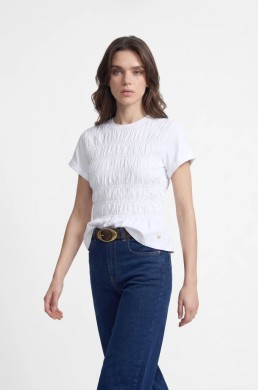 Camiseta Silbon mujer blanca cuerpo fruncido