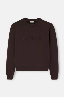 Sudadera marrón Silbon mujer con logo bordado vista frontal