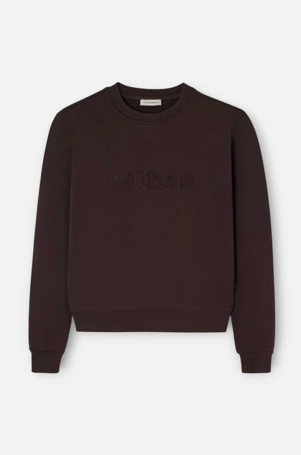 Sudadera marrón Silbon mujer con logo bordado vista frontal