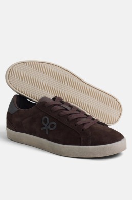 Zapatillas Silbon hombre de serraje marrón con suela de goma