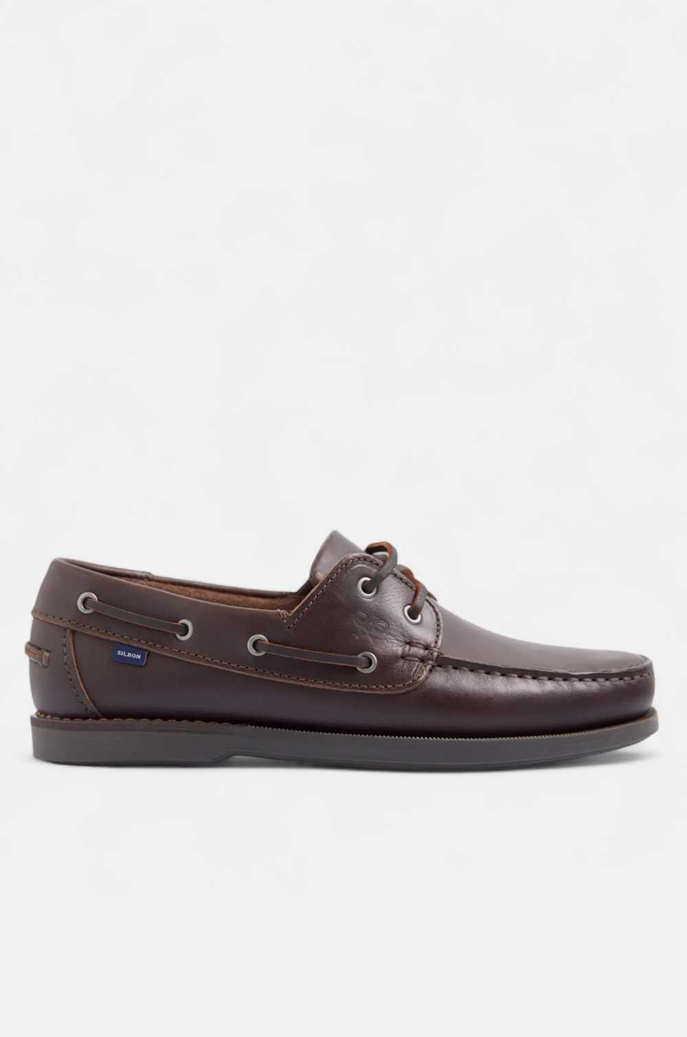Zapato náutico Silbon hombre de piel marrón oscuro