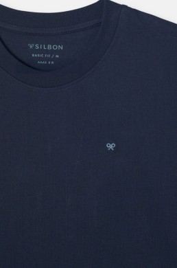 Detalle mini raquetas camiseta azul marino Silbon hombre