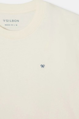 Detalle mini raquetas camiseta crema Silbon hombre