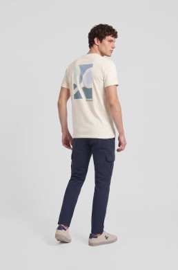 Camiseta Silbon hombre crema estampado trasero multicolor
