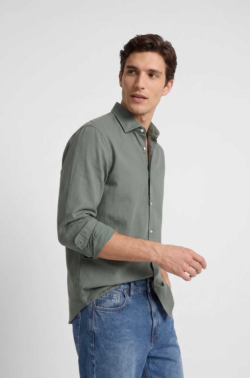 Camisa sport estructura verde Silbon hombre