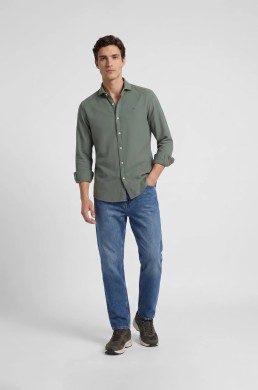 Camisa verde slim fit Silbon hombre look casual