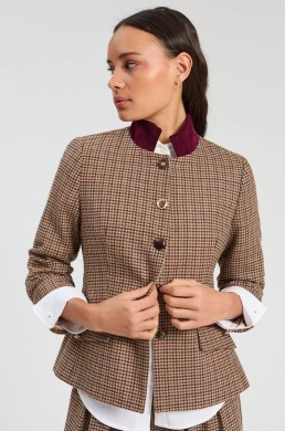Chaqueta pata de gallo multicolor burdeos Vilagallo mujer