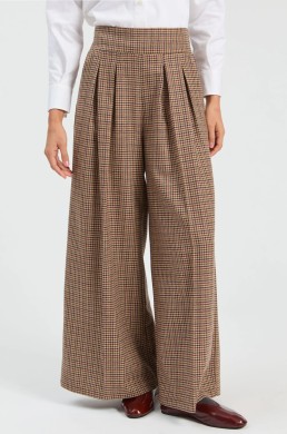 Pantalón palazzo cuadros teja y marino Vilagallo mujer