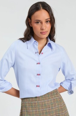 Camisa celeste algodón espiga Vilagallo