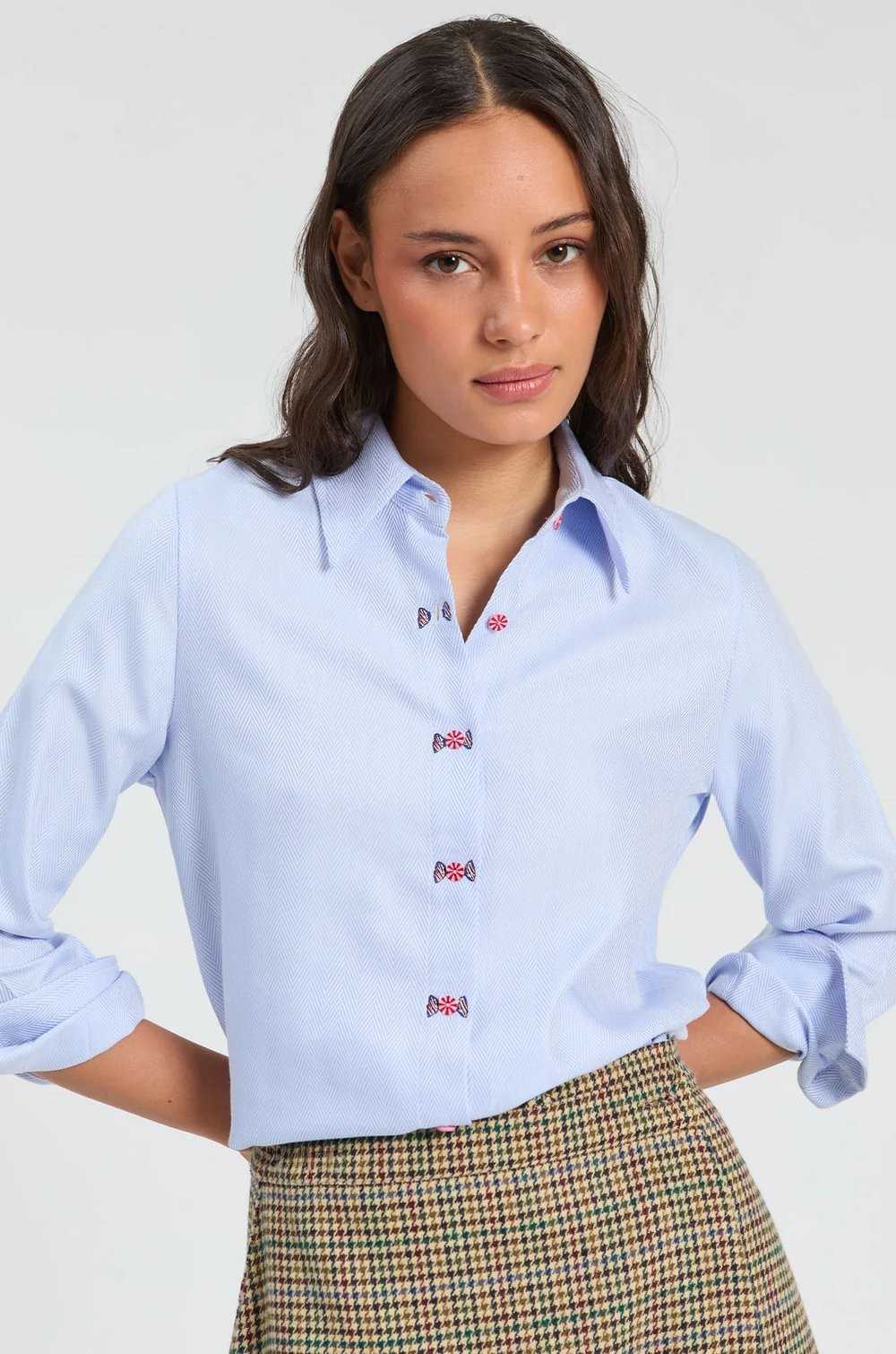 Camisa celeste algodón espiga Vilagallo