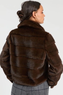 Chaqueta marrón efecto vaquera Vilagallo mujer vista trasera