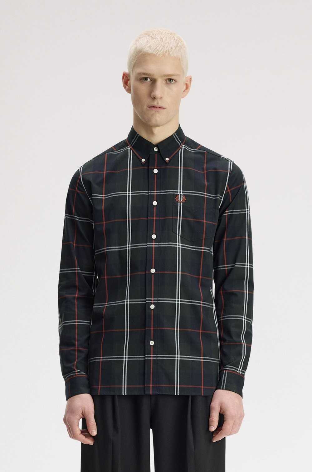 Camisa tartán verde Fred Perry hombre