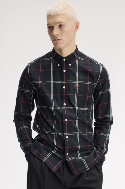 Camisa cuadros verde Fred Perry hombre cuello abotonado