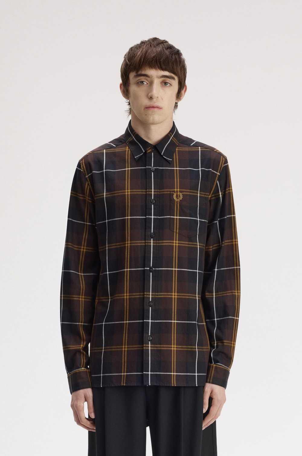 Camisa cuadros Fred Perry hombre con corona de laurel
