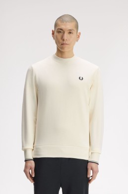 Sudadera crudo Fred Perry hombre con corona de laurel