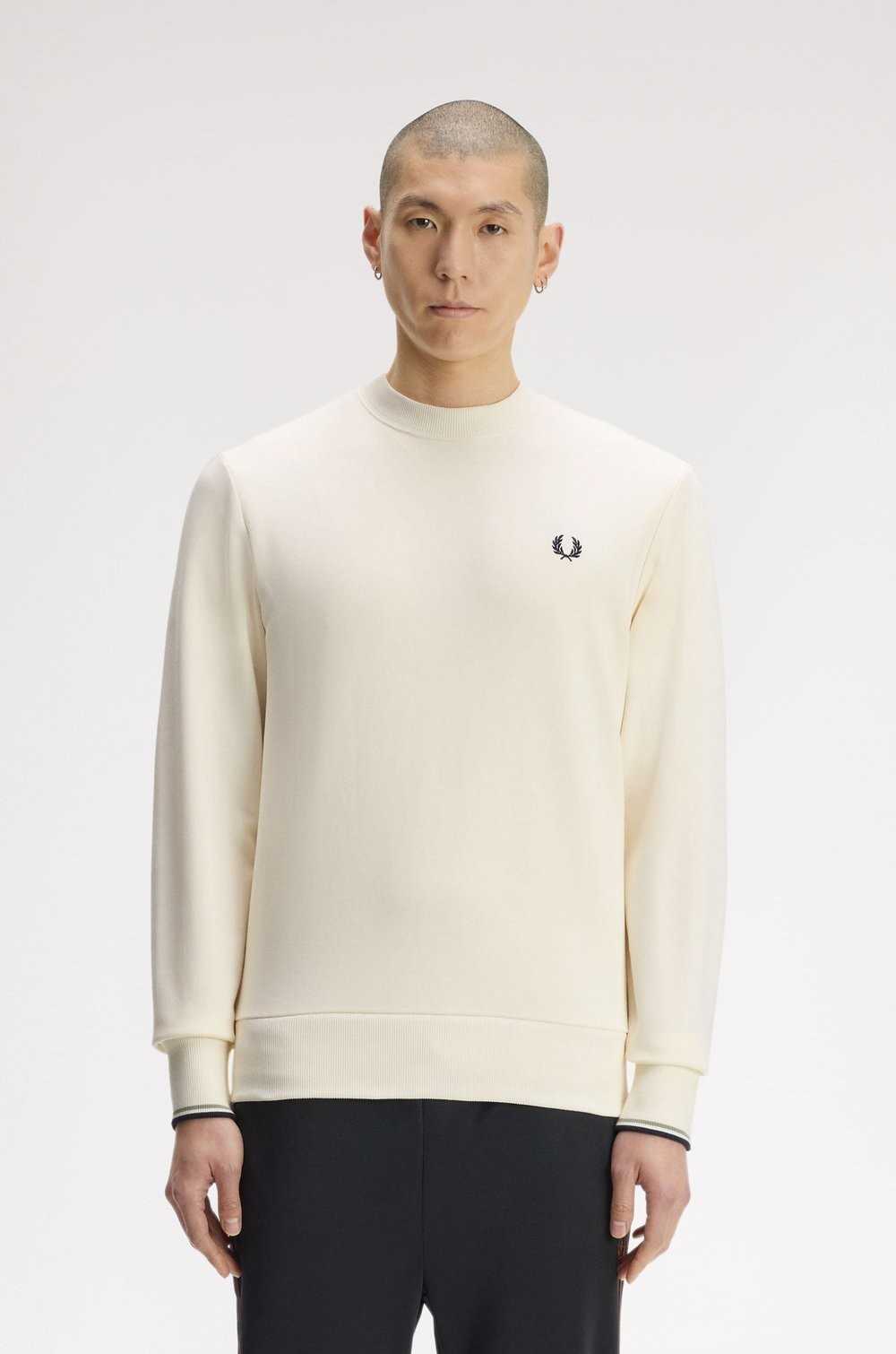 Sudadera crudo Fred Perry hombre con corona de laurel
