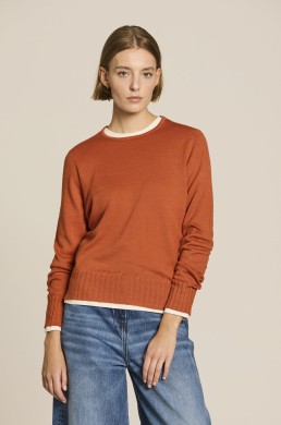 Jersey de punto cuello redondo color teja Escorpion mujer