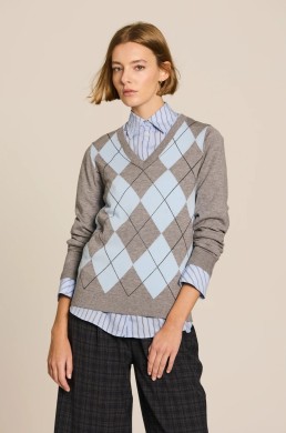 Jersey gris y azul de rombos Escorpion mujer