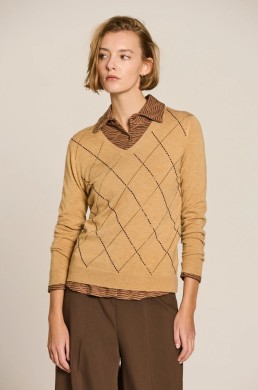 Jersey camel de rombos con brillo Escorpion mujer