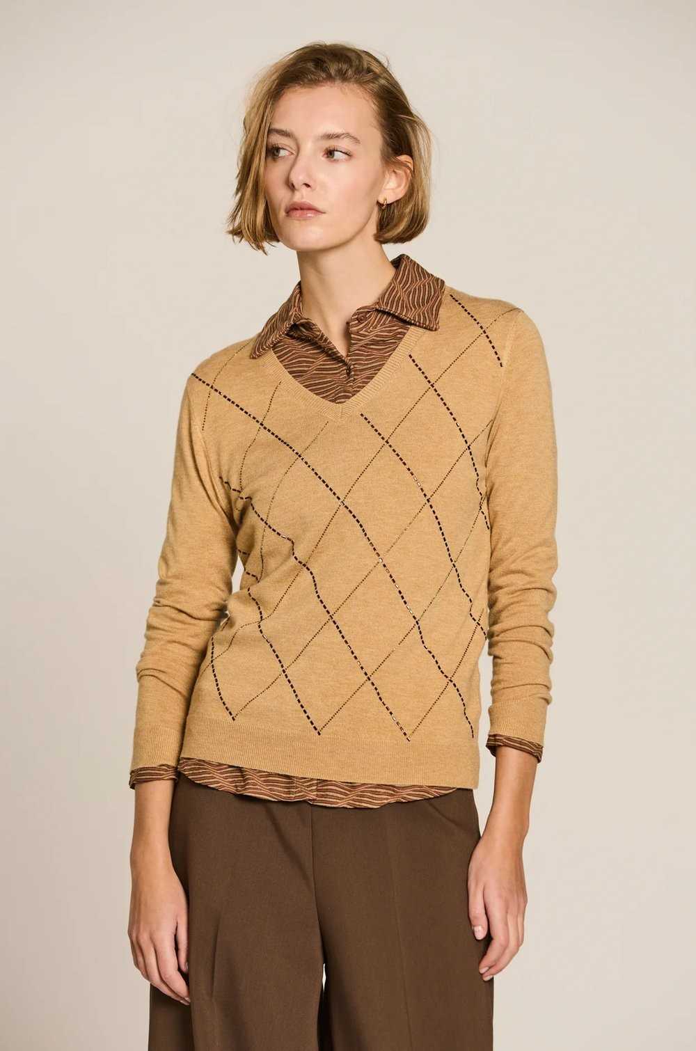 Jersey camel de rombos con brillo Escorpion mujer